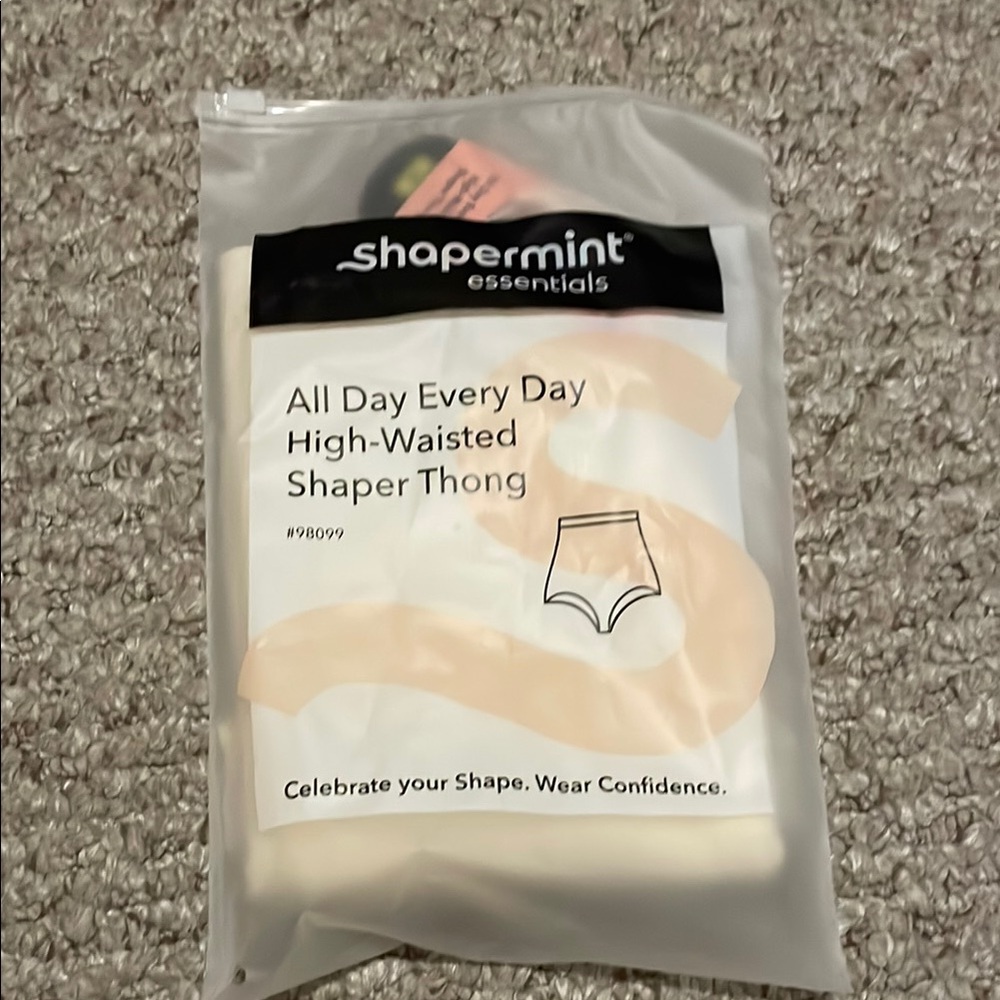 NWT Shapermint Essentials Cream High-Waisted Shaper Thong
